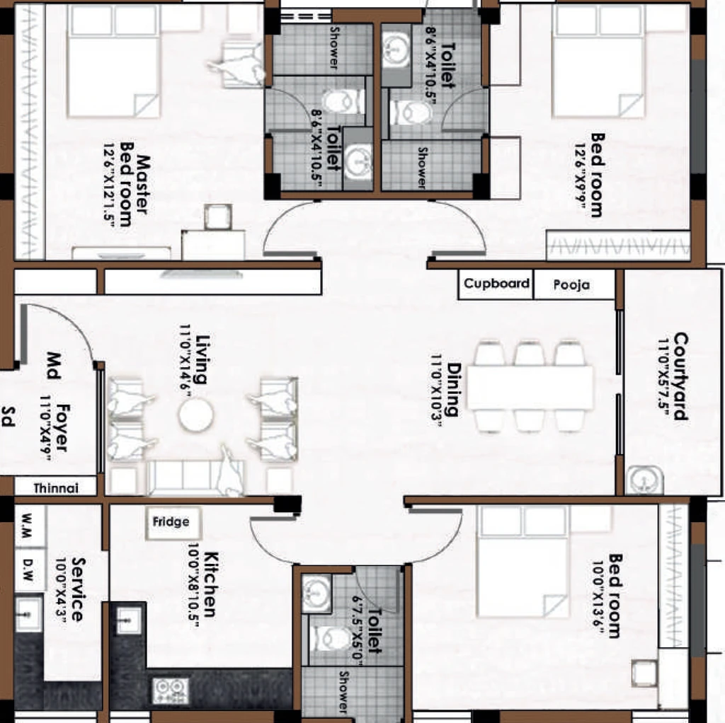 3 BHK Flat in Shaghithya Sri Varadha in Nungambakkam, Chennai - Image 916382
