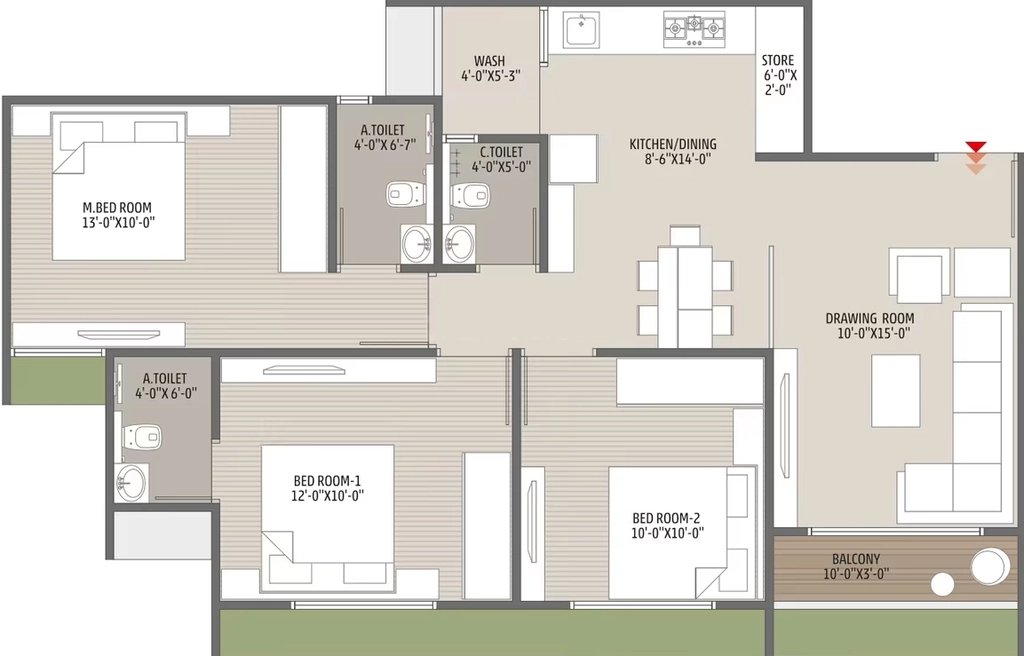 3 BHK Flat in Elenza Castle in Shela, Ahmedabad - Image 916383