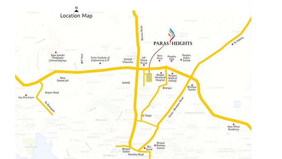Location of Paras Heights Phase 4 in Ayodhya Bypass, Bhopal - Image 399393