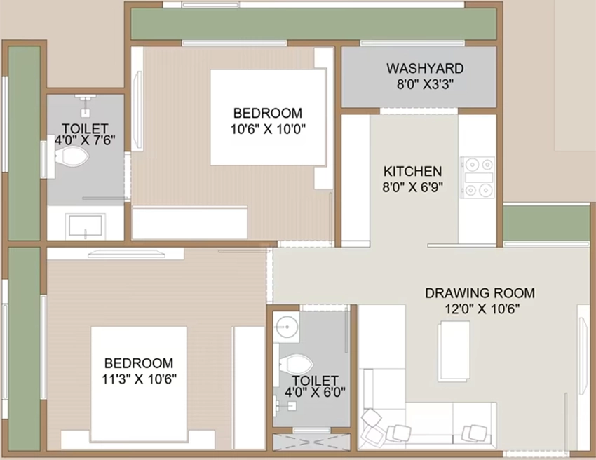 2 BHK Flat in Jaydev Harshiv Heights in Sanand, Ahmedabad - Image 916428