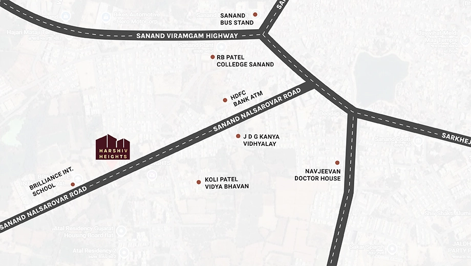 Location of Jaydev Harshiv Heights in Sanand, Ahmedabad - Image 399288