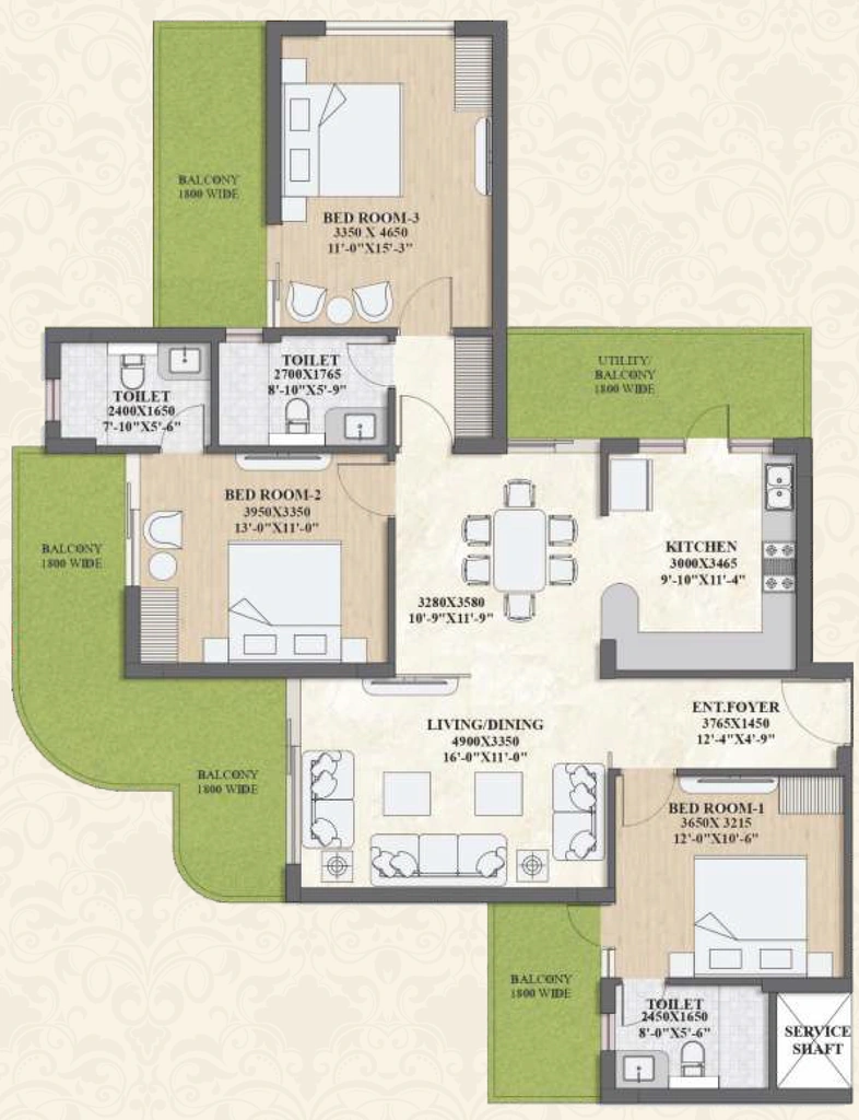 3 BHK Flat in Adore Arpanam in Sector 83, Faridabad - Image 916490