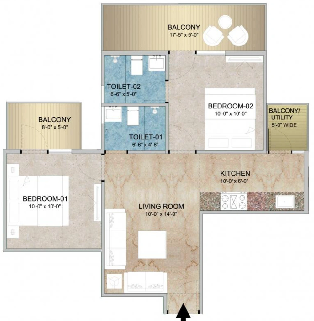 2 BHK Flat in Adore Happy Homes Grand in Sector 85, Faridabad - Image 916492