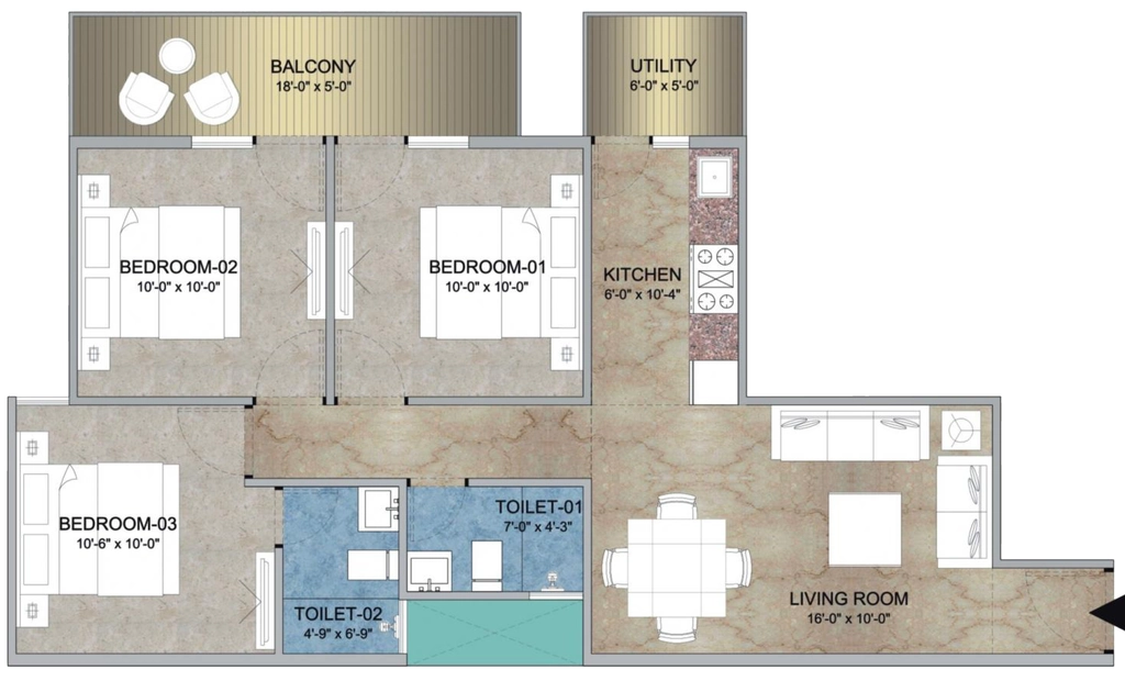 3 BHK Flat in Adore Happy Homes Grand in Sector 85, Faridabad - Image 916493