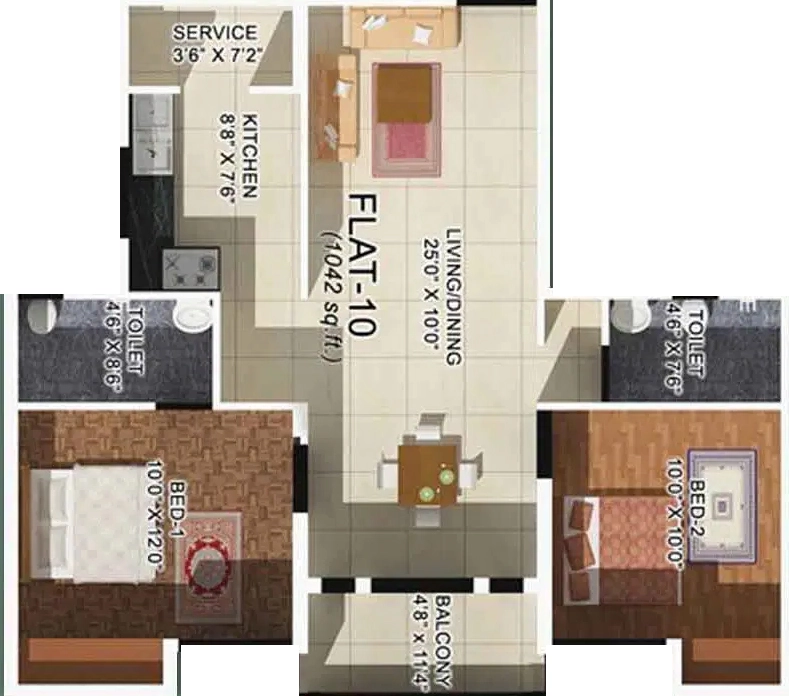 2 BHK Flat in ICIPL Amora in Manapakkam, Chennai - Image 916508