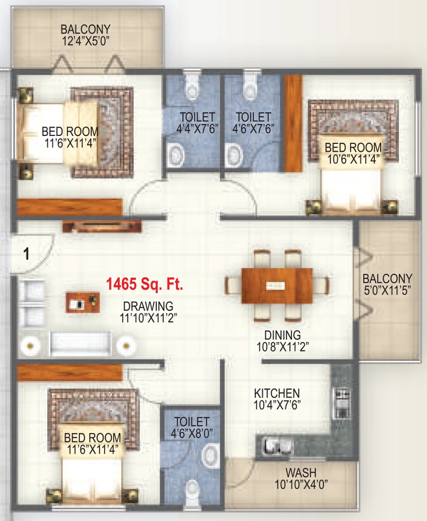 3 BHK Flat in Jeevan Elite in Marathahalli, Bangalore - Image 916527