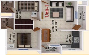 2 BHK Flat in Mathapathi Visthaar in Outer Ring Road, Bangalore - Image 916524