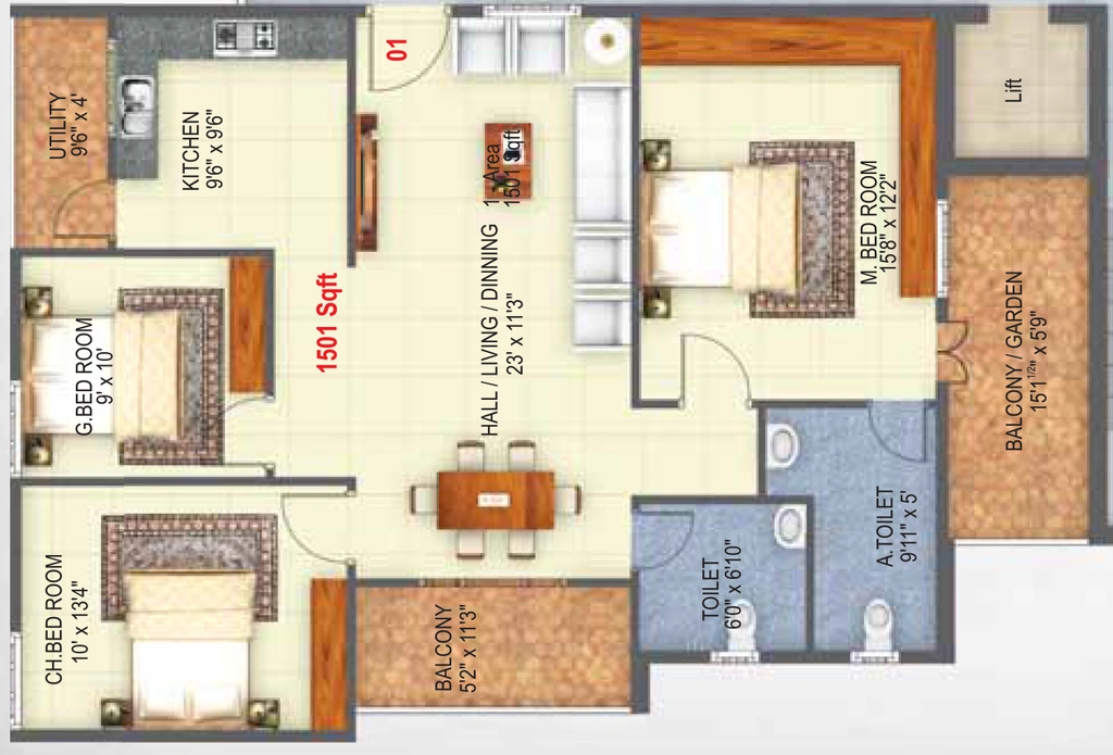 3 BHK Flat in Moorish Mill Pond in Doddanekkundi, Bangalore - Image 916519