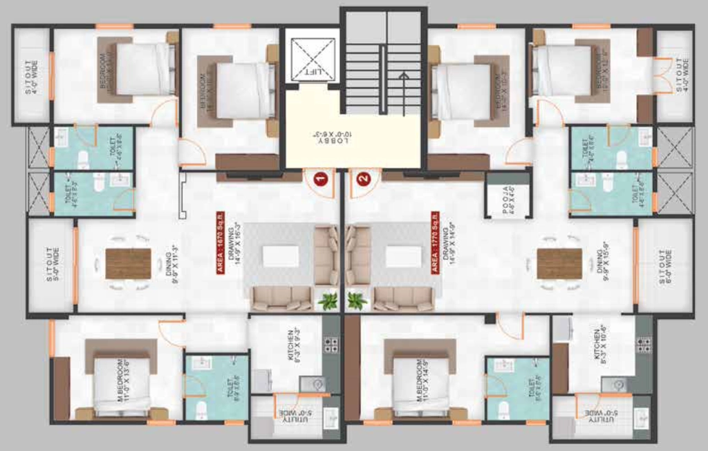 Floor Plan of Samanvitha Unicorn in HRBR Main Road, Bangalore - Image 399717