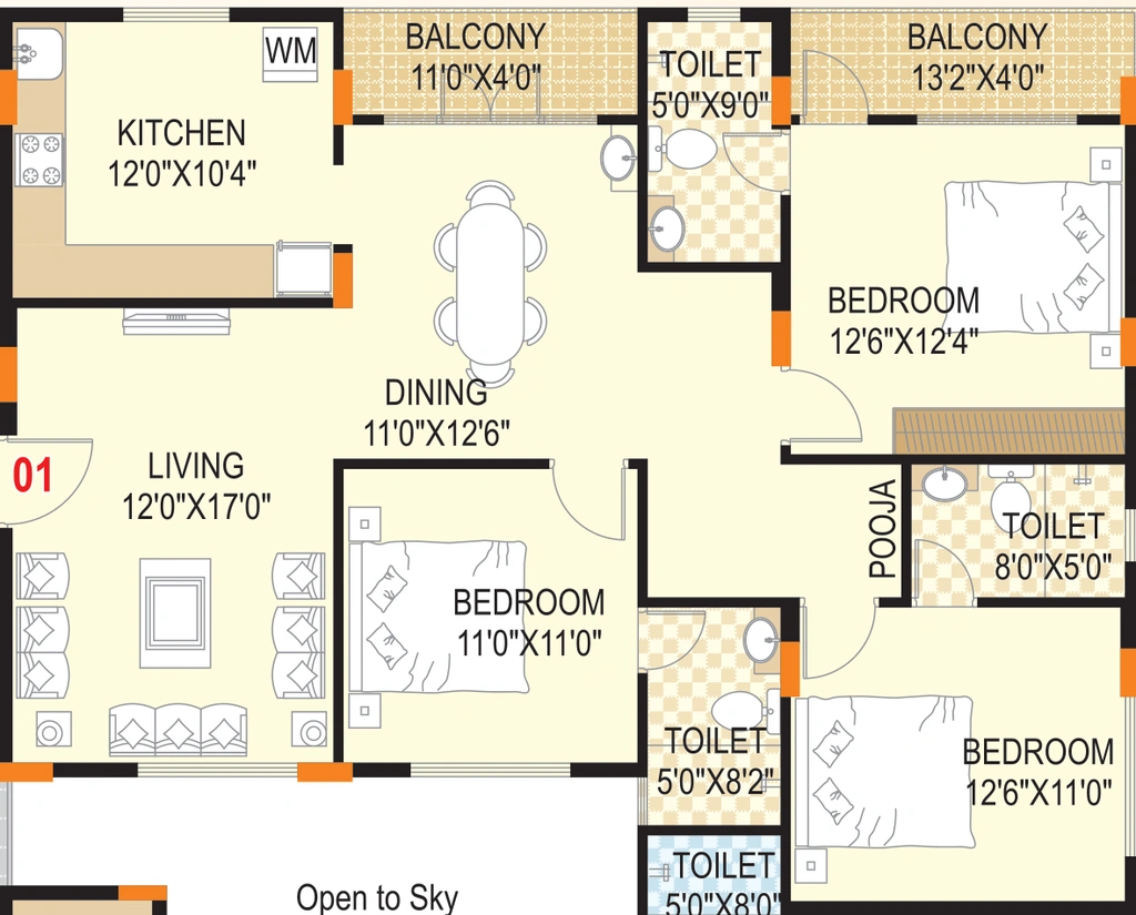 3 BHK Flat in Scion Windflower in HRBR Main Road, Bangalore - Image 916617