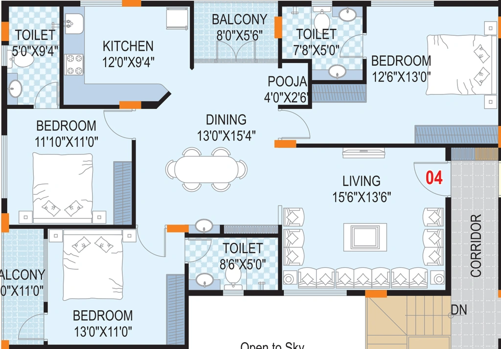 3 BHK Flat in Scion Windflower in HRBR Main Road, Bangalore - Image 916618