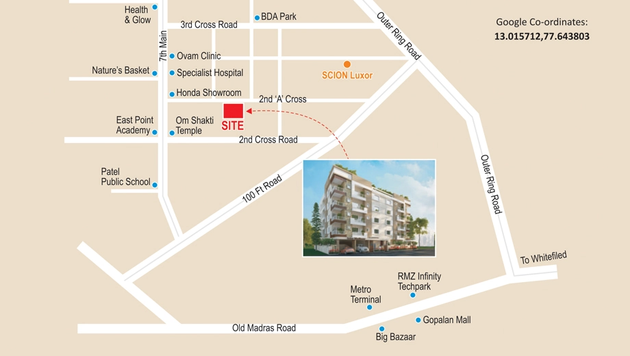 Location of Scion Windflower in HRBR Main Road, Bangalore - Image 399727
