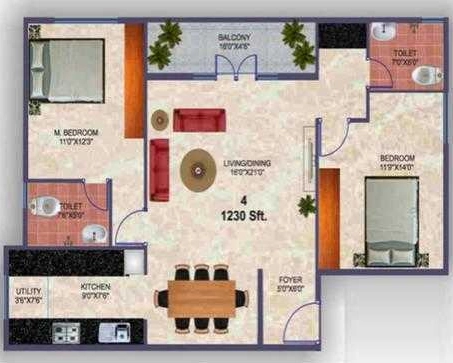 2 BHK Flat in J P Residency in Hennur Road, Bangalore - Image 916632