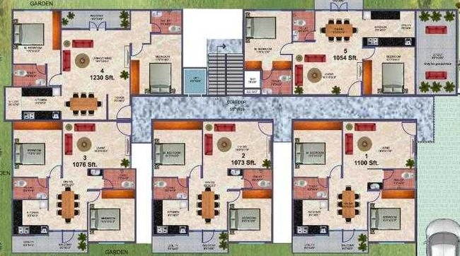 Floor Plan of J P Residency in Hennur Road, Bangalore - Image 399764