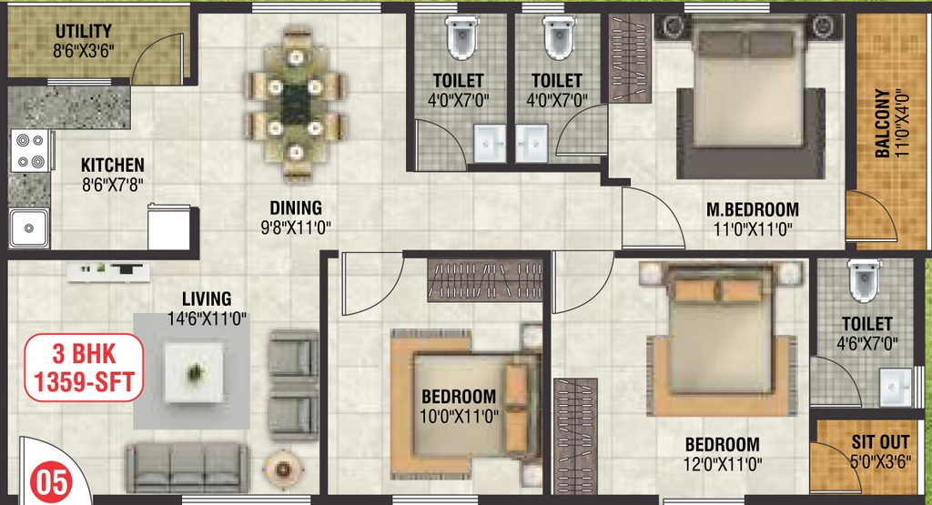 3 BHK Flat in KVG Wonder in Whitefield, Bangalore - Image 916638