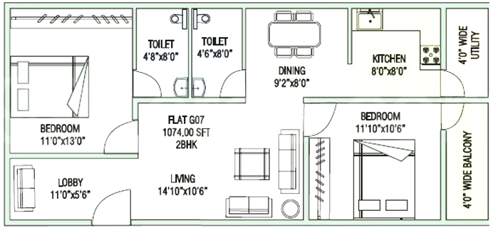2 BHK Flat in PNR Bicester Village in Jeevan Bima Nagar, Bangalore - Image 916651