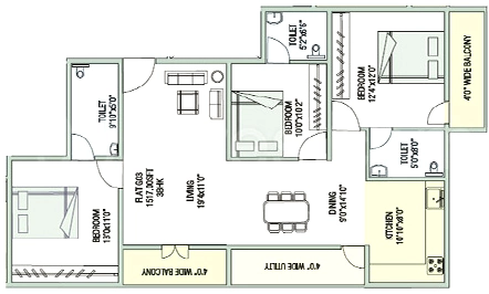 3 BHK Flat in PNR Bicester Village in Jeevan Bima Nagar, Bangalore - Image 916652