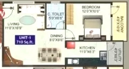 1 BHK Flat in SGS RR Smart Homes in JP Nagar, Bangalore - Image 916640