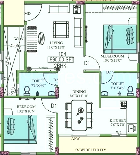 2 BHK Flat in Soham Lake View Enclave in Jeevan Bima Nagar, Bangalore - Image 916654