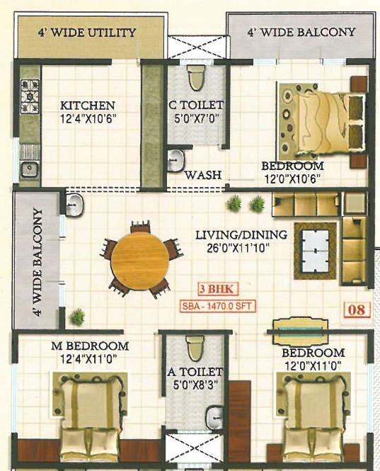 3 BHK Flat in SV The Ornate in Kasturi Nagar, Bangalore - Image 916662