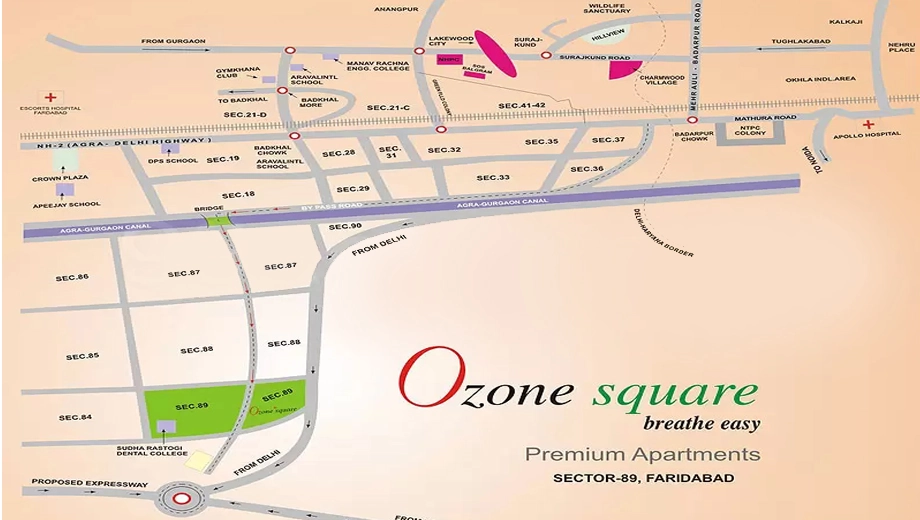 Location of Heritage Ozone Square in Sector 89, Faridabad - Image 399868