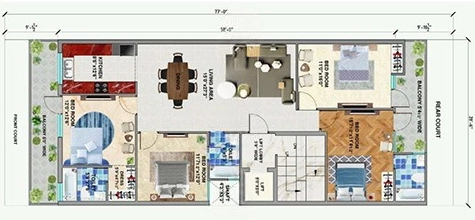 4 BHK Flat in Lovely Homes in Greenfield Colony, Faridabad - Image 916696