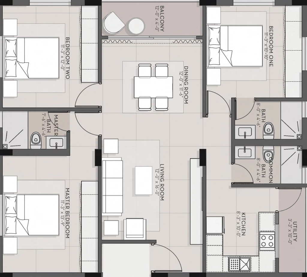 3 BHK Flat in Aswin Bon Vivant in KK Nagar, Chennai - Image 916723