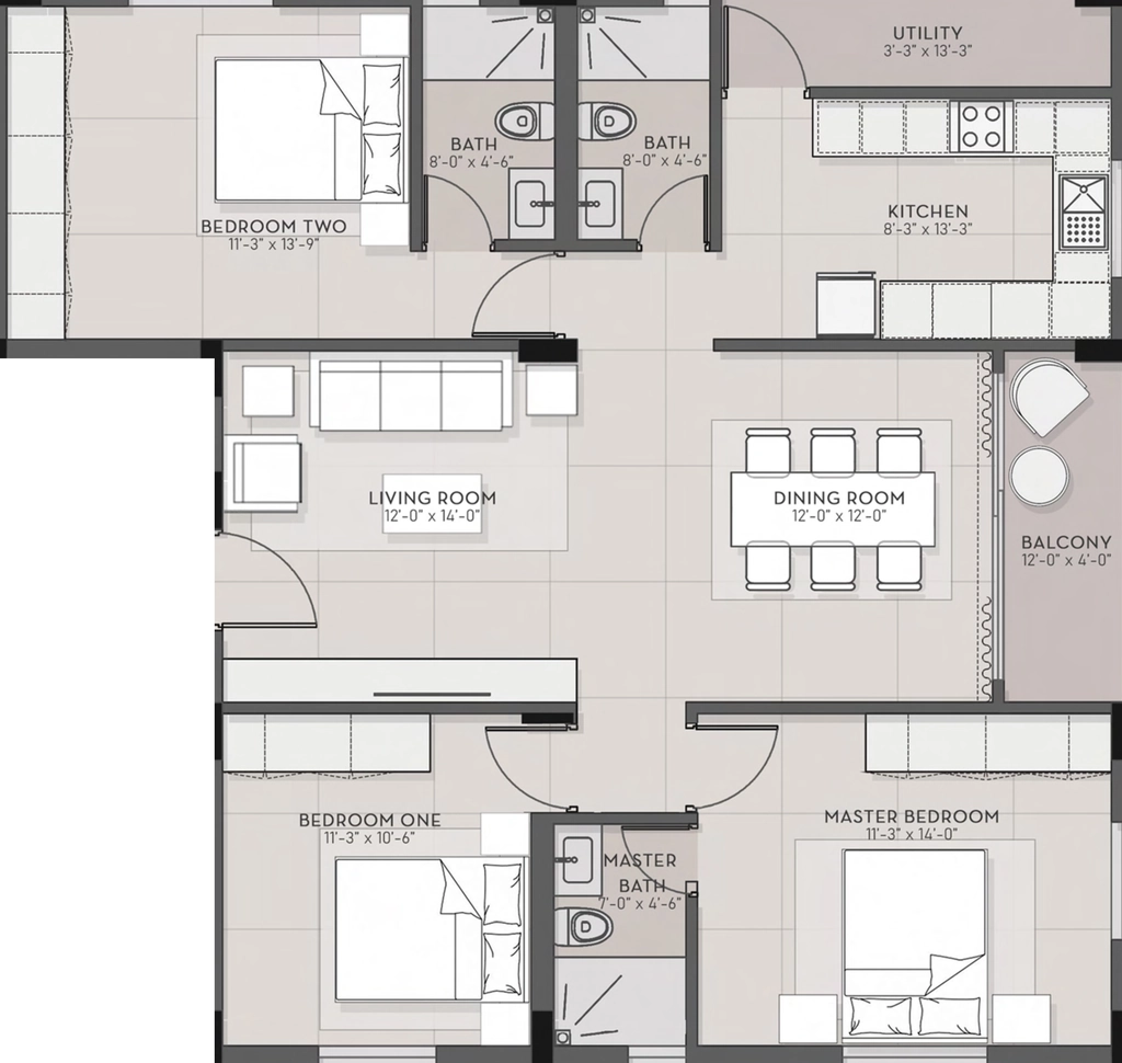 3 BHK Flat in Aswin Bon Vivant in KK Nagar, Chennai - Image 916724
