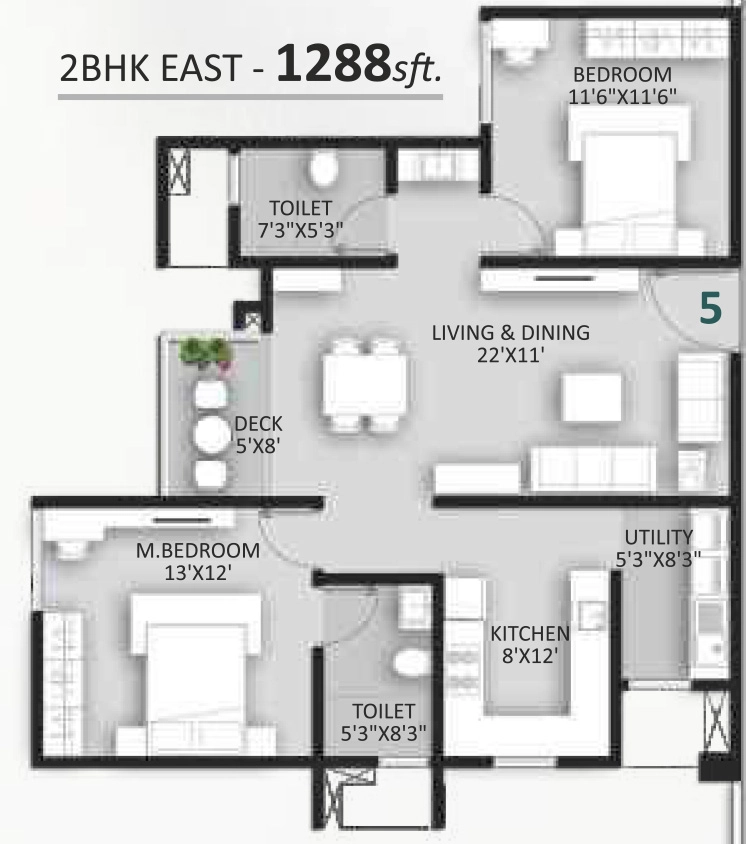 2 BHK Flat in Ankuraa Pristine Park in Whitefield, Bangalore - Image 916753