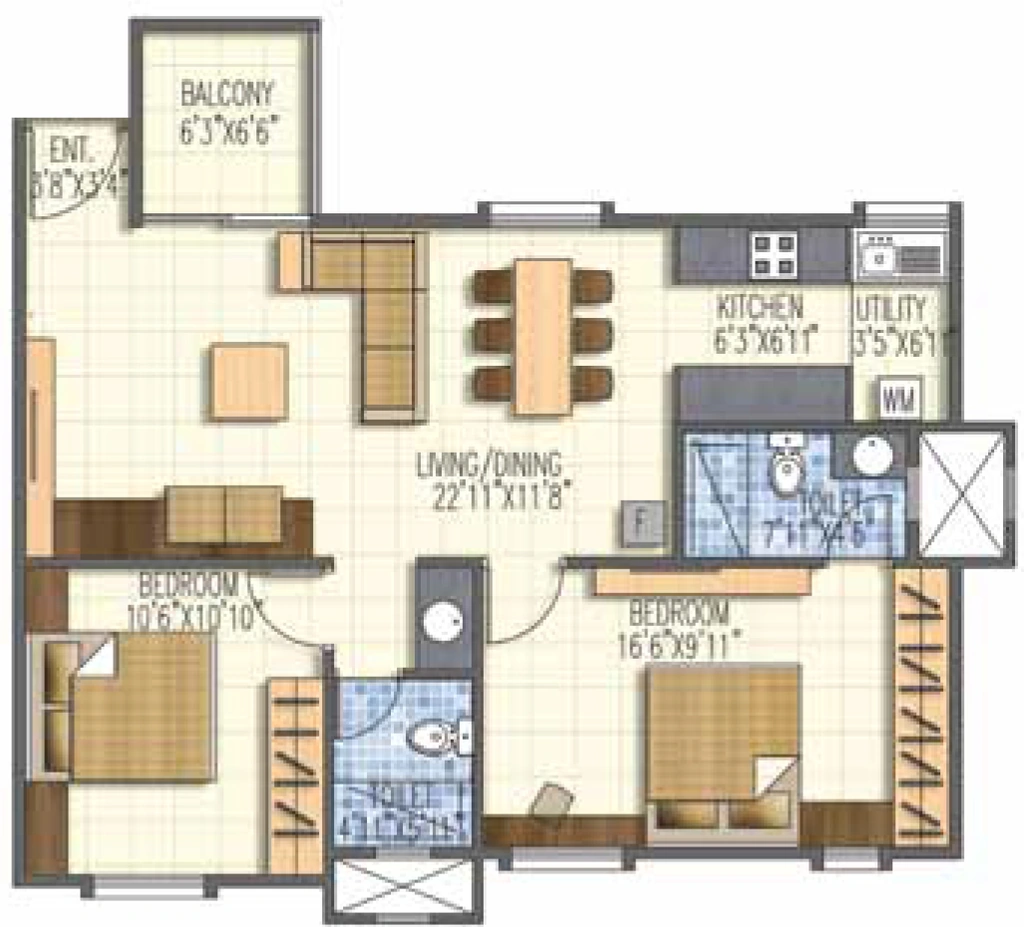 2 BHK Flat in Brigade Basil in Kaggalipura, Bangalore - Image 916810