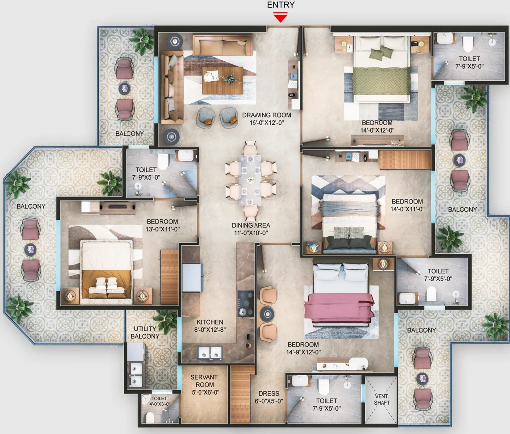 4 BHK Flat in BP Barlerias in Sector 85, Faridabad - Image 916763