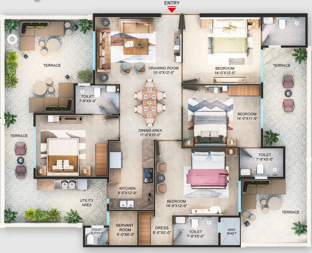 4 BHK Flat in BP Barlerias in Sector 85, Faridabad - Image 916765