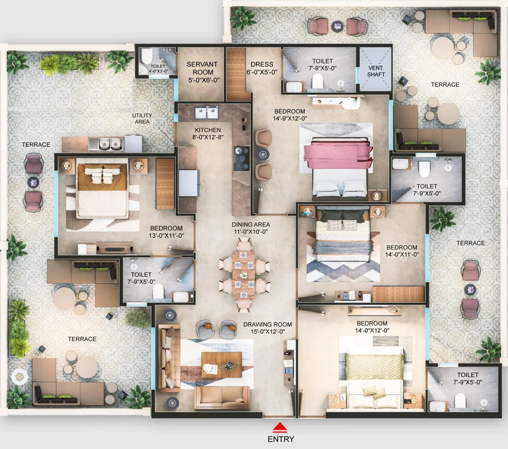 4 BHK Flat in BP Barlerias in Sector 85, Faridabad - Image 916766