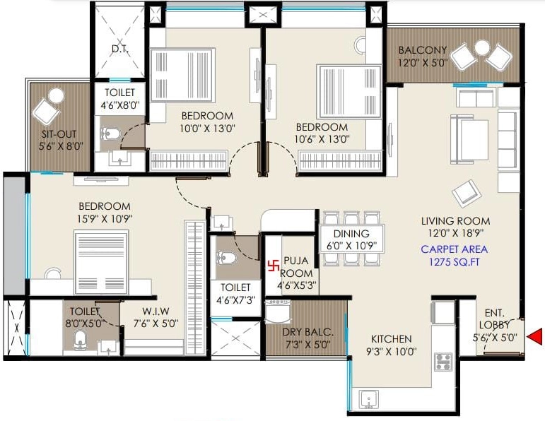 3 BHK Flat in Gajlakshmi Geo Aristo in Ravet, Pune - Image 916805