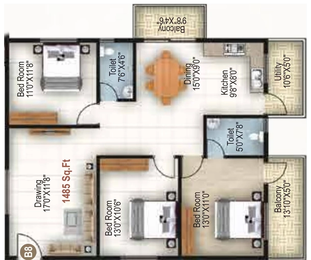 3 BHK Flat in Jeevans Grandeur in Kadugodi, Bangalore - Image 916859