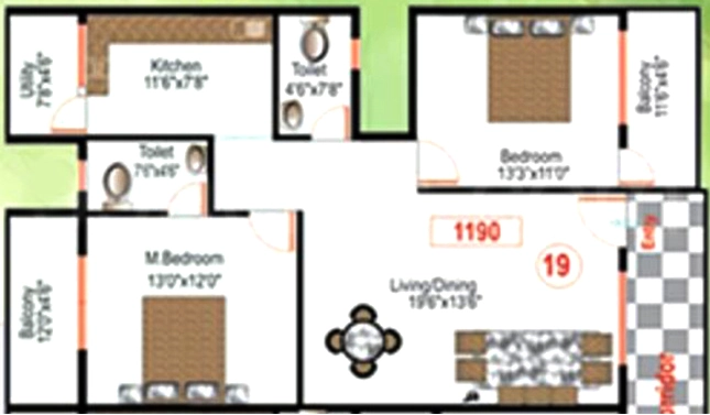 2 BHK Flat in PNR Sai Mahima Residency in Rajarajeshwari Nagar, Bangalore - Image 916914
