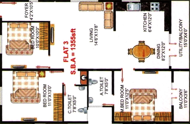 3 BHK Flat in PNR Ushodaya Trinity in Bellandur, Bangalore - Image 916912