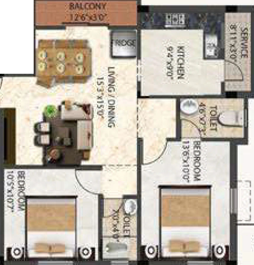2 BHK Flat in Shivas Rainbow Castle in Madipakkam, Chennai - Image 916878