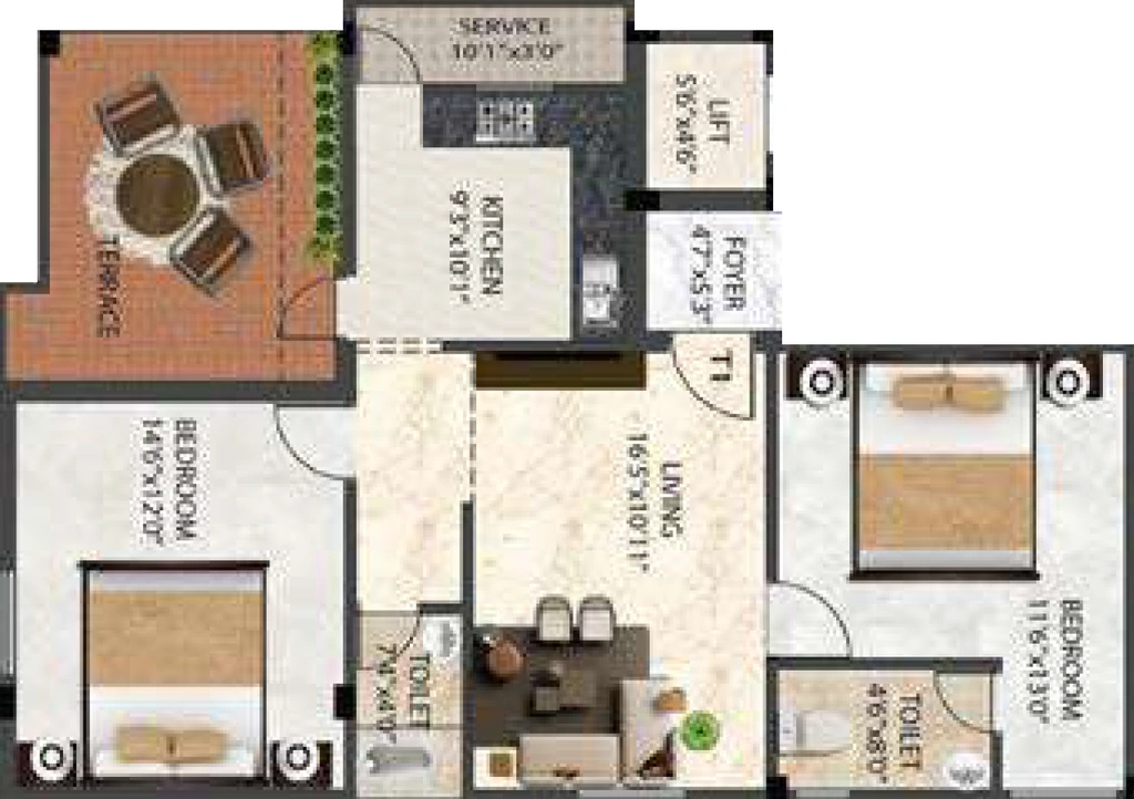 2 BHK Flat in Shivas Rainbow Castle in Madipakkam, Chennai - Image 916879