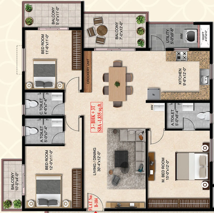 3 BHK Flat in United Suvarna Homes in Kacharakanahalli, Bangalore - Image 917008