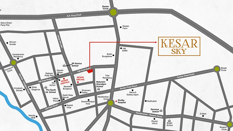 Location of Commercial Nirman Kesar Sky in Nava Naroda, Ahmedabad - Image 400534