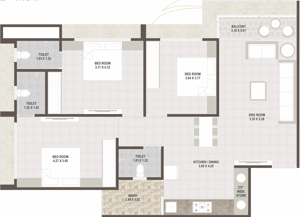 3 BHK Flat in Nirvana The Creston in Ramol, Ahmedabad - Image 916957