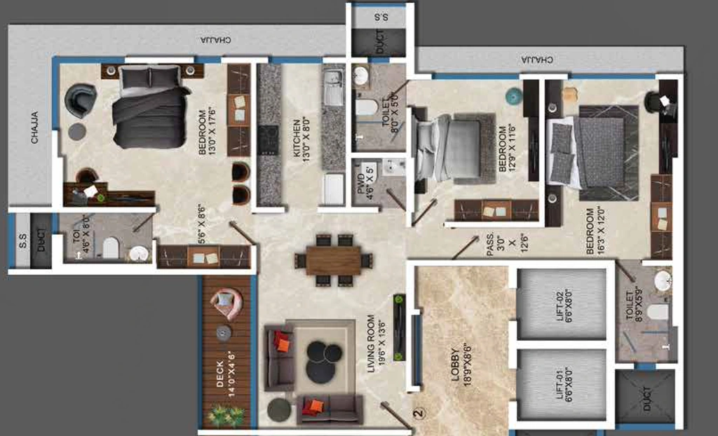 3 BHK Flat in Ekta Vistabella in Dadar East, Mumbai - Image 917074