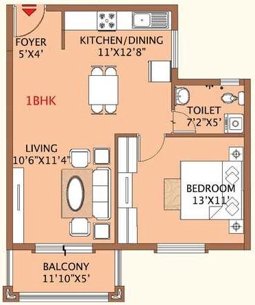 1 BHK Flat in Sri Sumeru Surataru in Kaggalipura, Bangalore - Image 917173