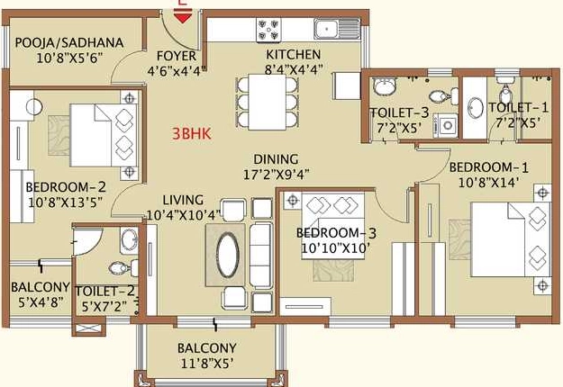 3 BHK Flat in Sri Sumeru Surataru in Kaggalipura, Bangalore - Image 917176