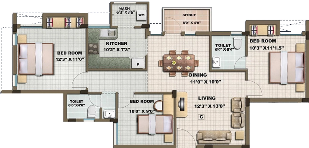 3 BHK Flat in Riteway SSK Ramanashree Residency in Yelahanka, Bangalore - Image 917185
