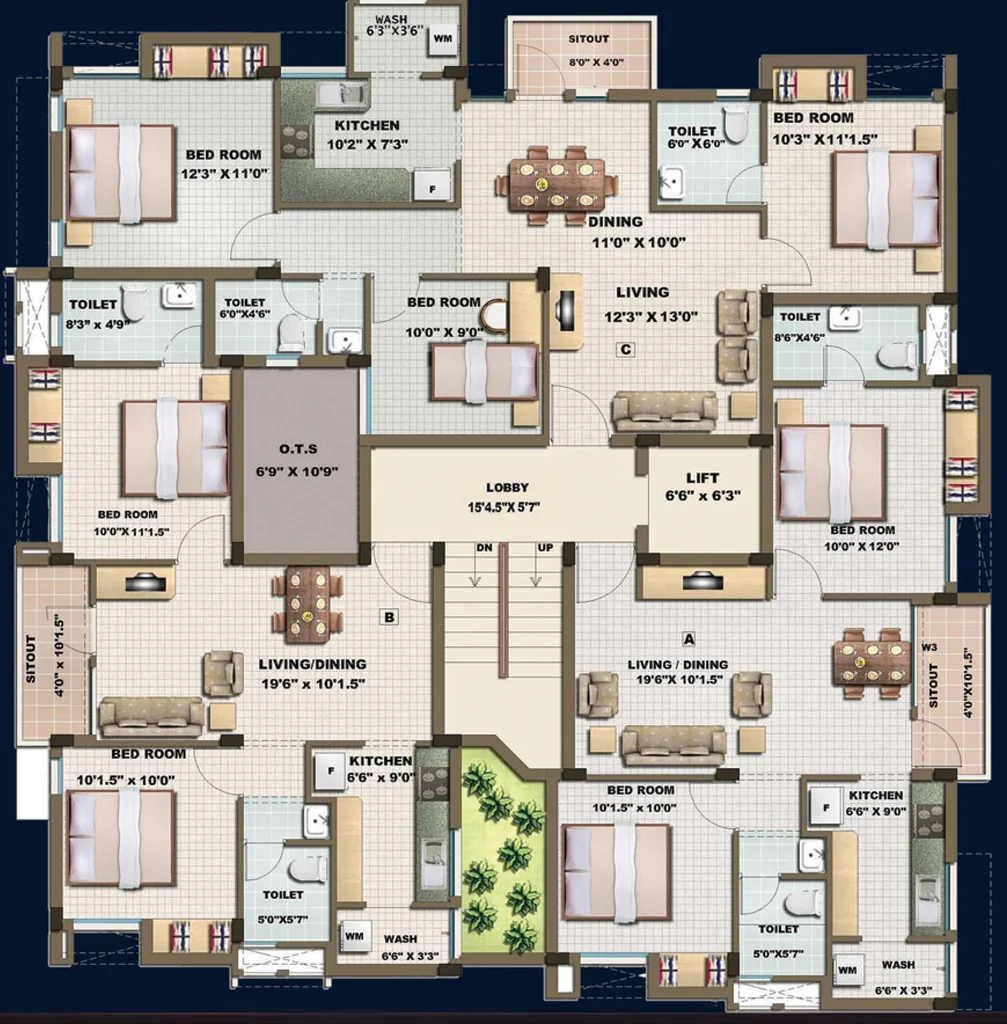 Floor Plan of Riteway SSK Ramanashree Residency in Yelahanka, Bangalore - Image 401038