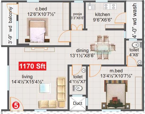 2 BHK Flat in SRK Jaya Empire in Pragathi Nagar, Hyderabad - Image 917135
