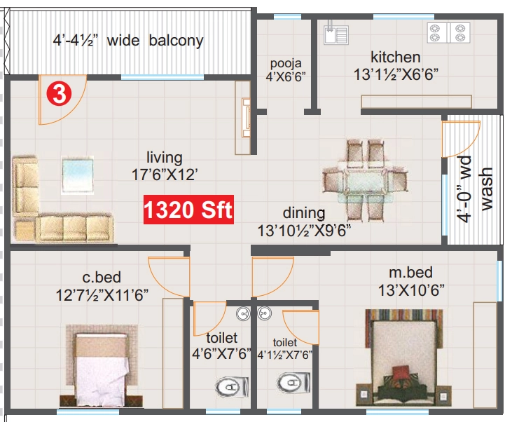 2 BHK Flat in SRK Jaya Empire in Pragathi Nagar, Hyderabad - Image 917136