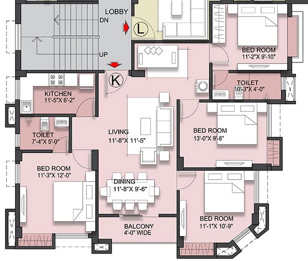 4 BHK Flat in Swastic Snehpriya in Tollygunge, Kolkata - Image 917088